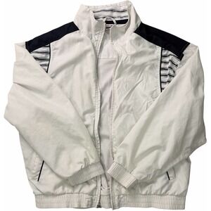 Vintage K-Swiss 90s Classic Track Jacket Windbreaker White Blacked Striped Large